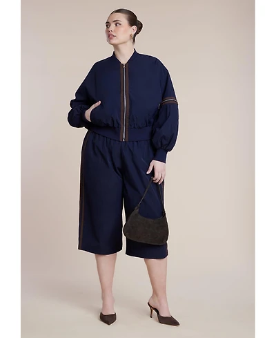 Eloquii Women's Plus Nylon Side Stripe Culotte