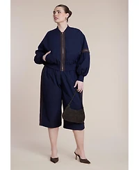 Eloquii Women's Plus Nylon Side Stripe Culotte