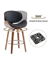 Dyhome Bar Stools Set of 4, 28 Inches Modern Counter Height with High Back Metal Legs, Upholstered Tall Barstools for Kitchen Island, Cafe,