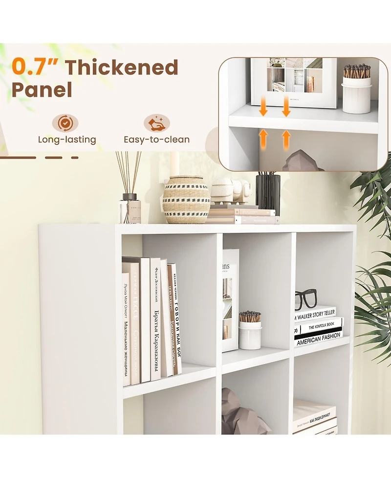 Slickblue 9-Cube Storage Bookcase with Removable Shelves and Lifted Base