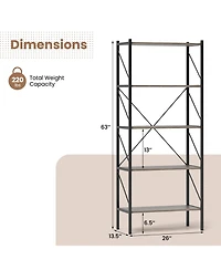 Slickblue 5 Tier Open Shelf Bookcase with Heavy Duty Metal Frame