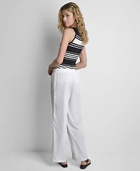 Dkny Women's Relaxed-Fit Logo Trim Pants