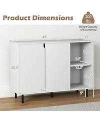 Sugift 42 in Sideboard Buffet Cabinet with Adjustable Storage Shelves