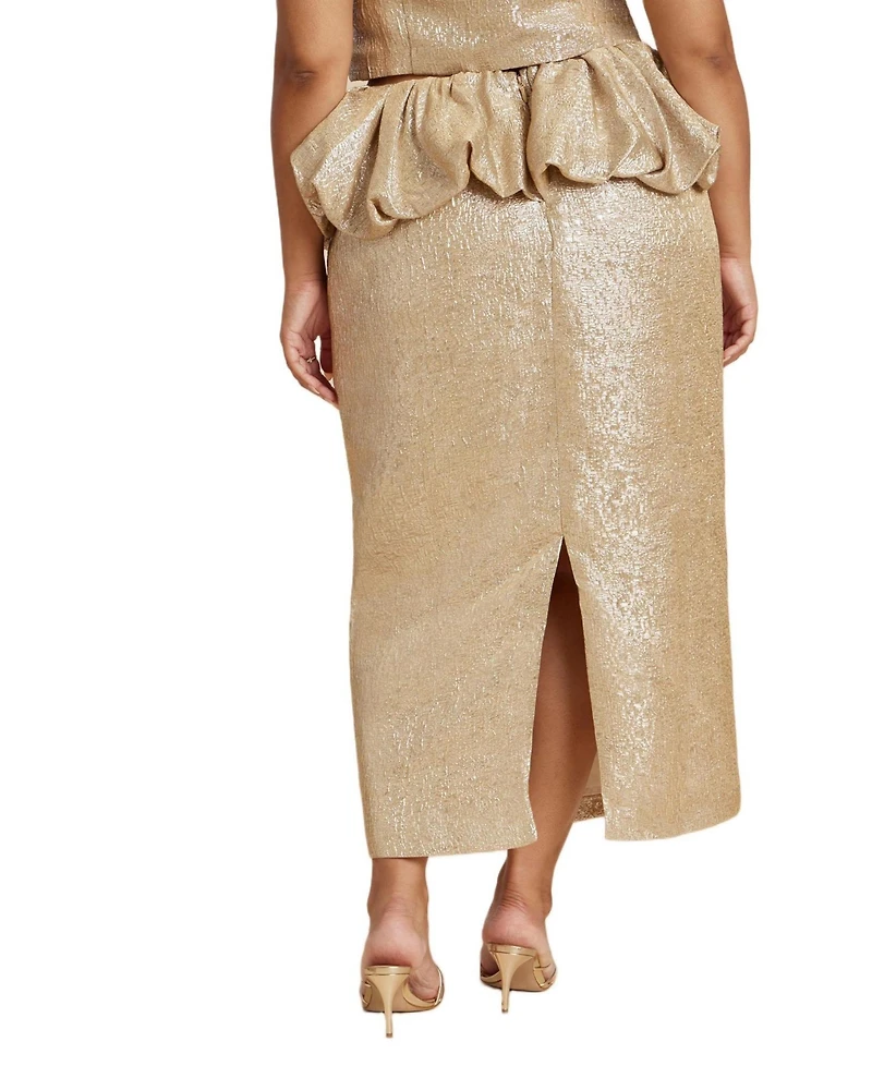 Eloquii Women's Plus Metallic Skirt With Bubble Peplum