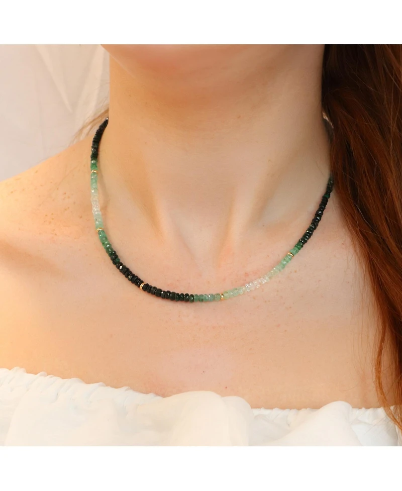 The Lovery Emerald Ombre Bead Necklace 14K Yellow Gold