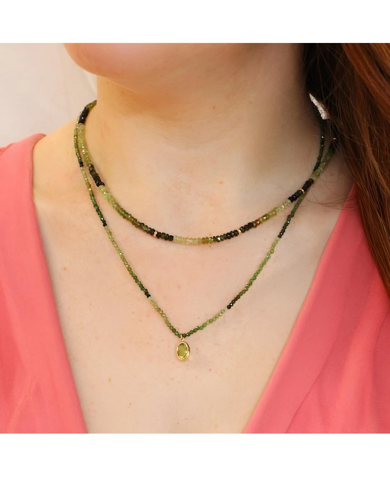 The Lovery Green Tourmaline Bead Bezel Necklace 14K Yellow Gold