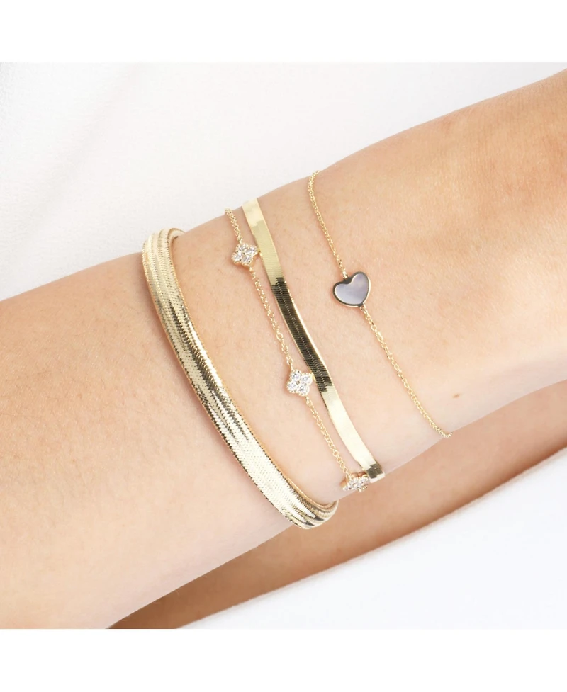 The Lovery Mini Mother of Pearl Single Heart Bracelet 14K Gold