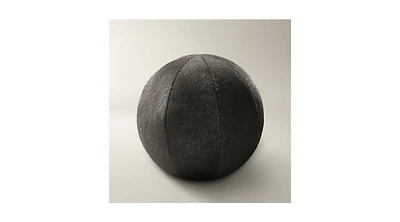 Maeve Felted Wool Ball Pillow 12" - Warm Charcoal