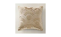 Deco Velvet Fan Pillow 22" - Gold/Blush