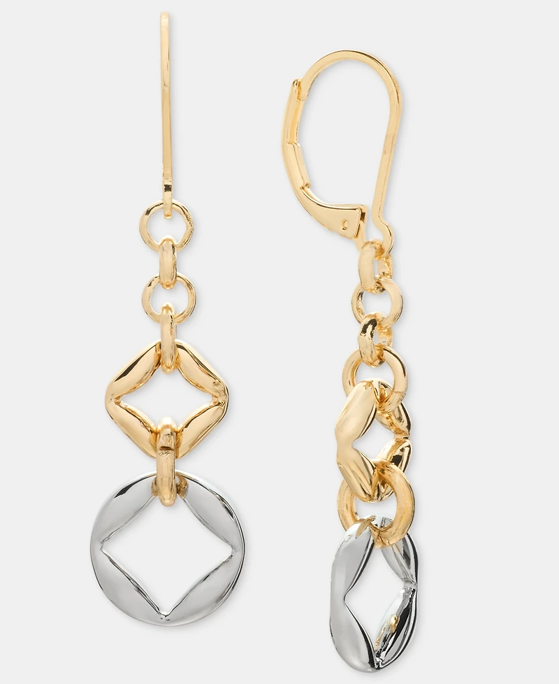 Karl Lagerfeld Paris Puffy Geometric Link Linear Drop Earrings