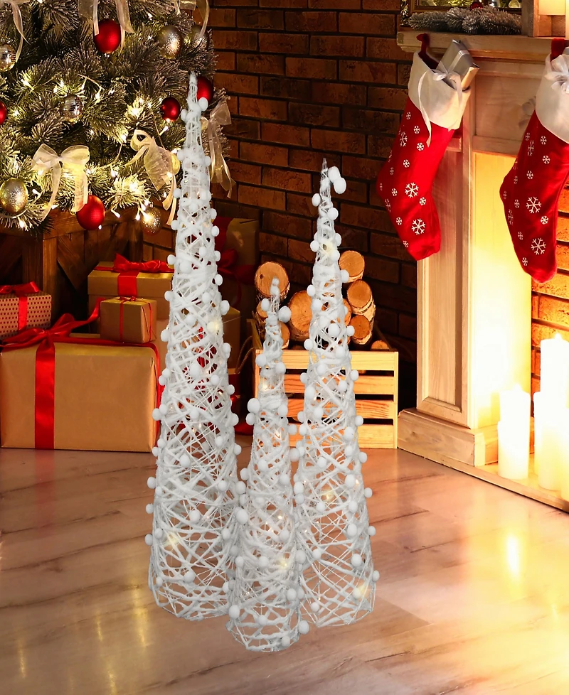 Northlight Northlight 39.25" Led Lighted Cone Tree Christmas Decoration, Set of 3