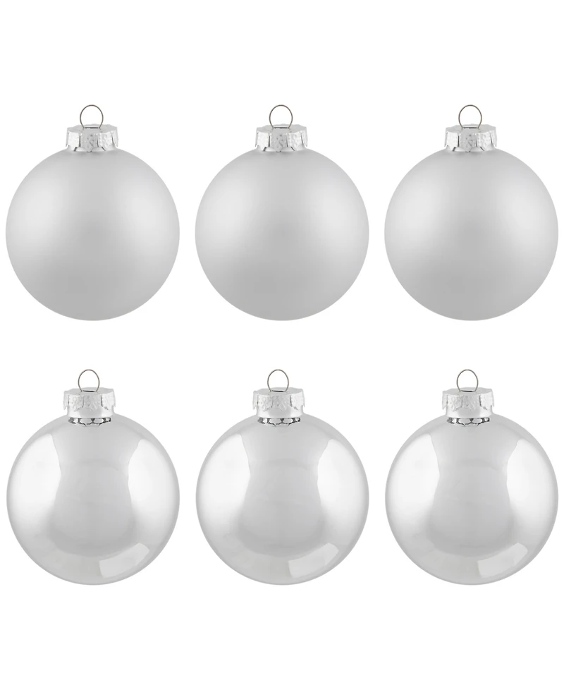 Northlight 6-Piece Shiny and Matte Silver Glass Ball Christmas Ornament Set 3.25" 80mm
