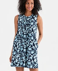 Style & Co Women's Printed Sleeveless Knit Pintuck Dress, Macy's Exclusive
