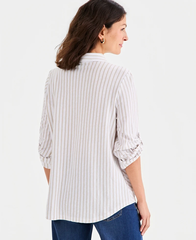 Style & Co Petite Collared Neck Button-Down Top, Macy's Exclusive