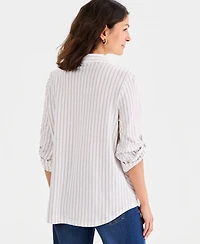 Style & Co Petite Collared Neck Button-Down Top, Macy's Exclusive