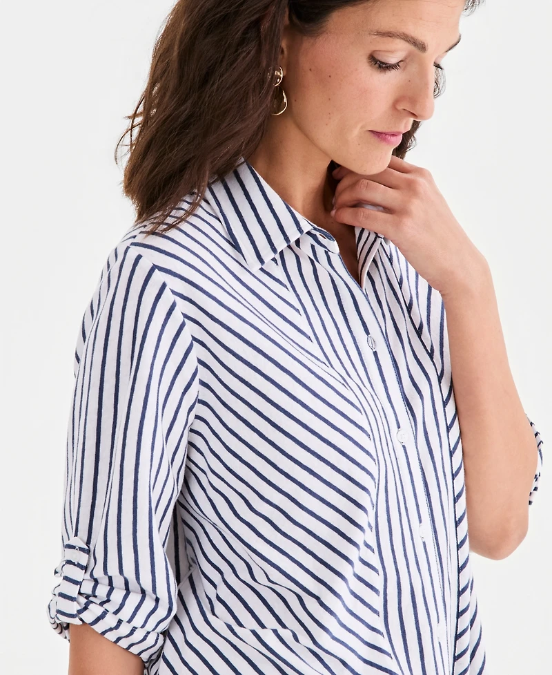 Style & Co Petite Collared Neck Button-Down Top, Macy's Exclusive