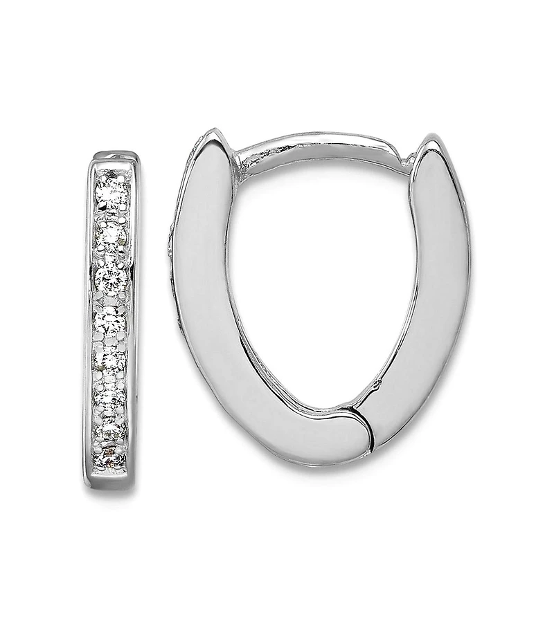 Curata Jewelry 18k Yellow or White Gold 0.16cttw Diamond Wishbone Hoop Earrings -15x12mm .16 dwt