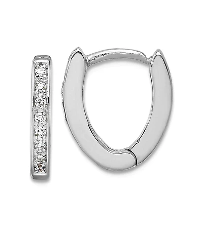 Curata Jewelry 18k Yellow or White Gold 0.16cttw Diamond Wishbone Hoop Earrings -15x12mm .16 dwt