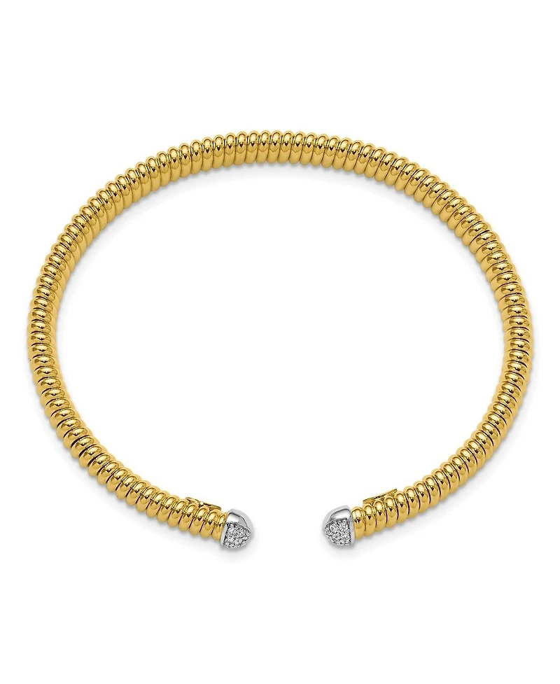 18k Yellow, White or Rose Gold Italian 0.17cttw Diamond Tubogas Cuff Bangle Bracelet