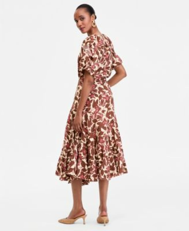 I.N.C. International Concepts Puff Sleeve Printed Top Midi Skirt Macys Exclusive