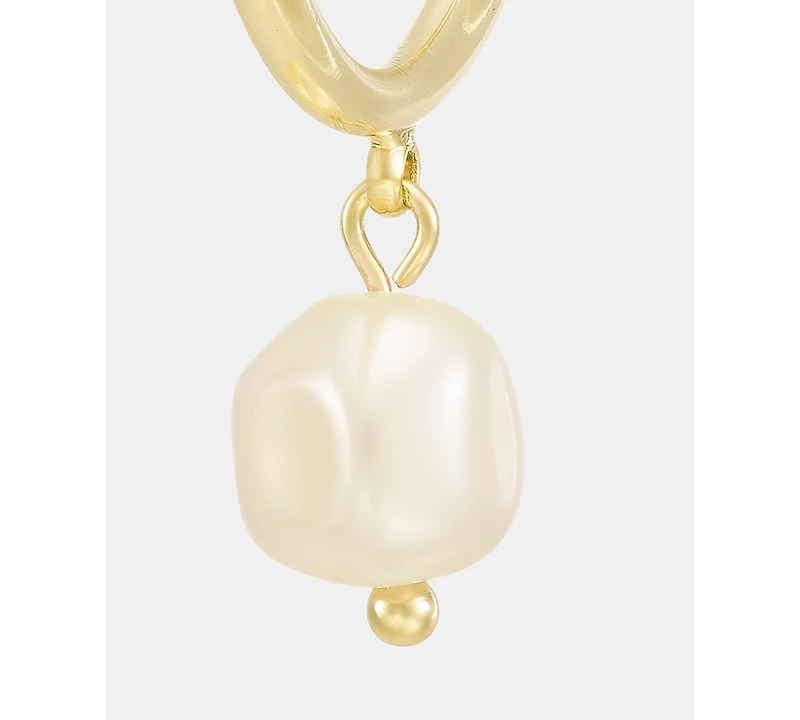Lauren Ralph Lauren Imitation Pearl Charm Hoop Earrings