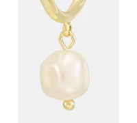 Lauren Ralph Lauren Imitation Pearl Charm Hoop Earrings