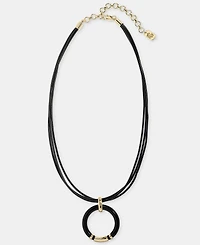 Lauren Ralph Lauren Color Ring Leather Pendant Necklace