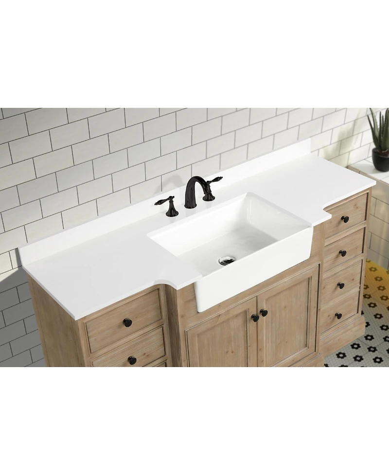 Ari Bath 60" Kelly, Weathered Fir Finish, Engineered Quartz Countertop