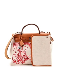 Pre-Owned HERMES 31 Herbag Zip Pegase Pop Toile and Leather