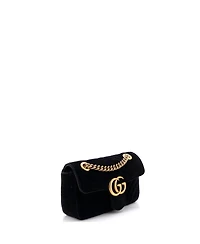 Pre-Owned Gucci Mini Gg Marmont Flap Bag Matelasse Velvet