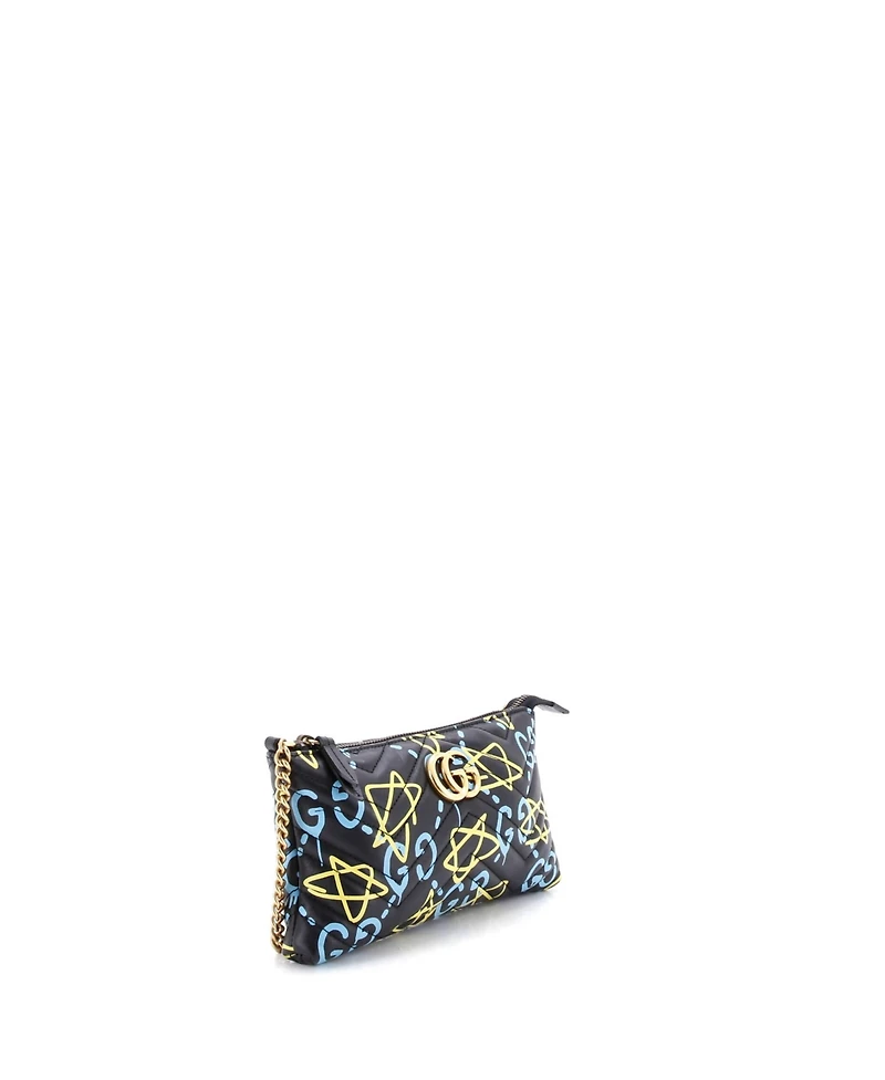 Pre-Owned Gucci Mini Gg Marmont Chain Shoulder Bag GucciGhost Matelasse Leather