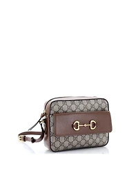 Pre-Owned Gucci Small Horsebit 1955 Flap Pocket Camera Bag Gg Coated Canvas and Leather