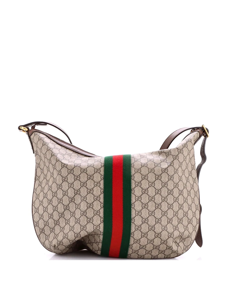 Pre-Owned Gucci Large Ophidia Half Moon Hobo Gg Coated Canvas