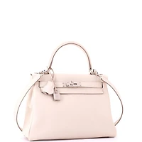 Pre-Owned HERMES Kelly 28 Handbag Light Togo with Palladium Hardware