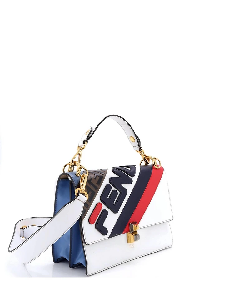 Pre-Owned Fendi Medium Mania Logo Kan I Bag Inlaid Leather