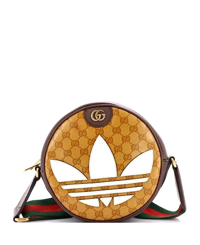 Pre-Owned Gucci Small x adidas Ophidia Round Crossbody Bag Gg Coated Canvas