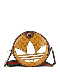 Pre-Owned Gucci Small x adidas Ophidia Round Crossbody Bag Gg Coated Canvas