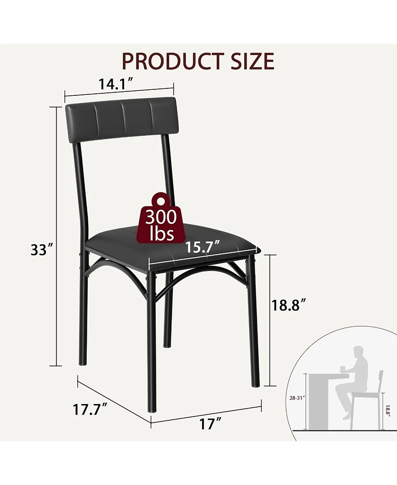 gaomon Set of 4 Modern Upholstered Dining Chairs, Ergonomic High Back, Steel Legs, Comfortable Seat, 140kg Capacity, for Kitchen