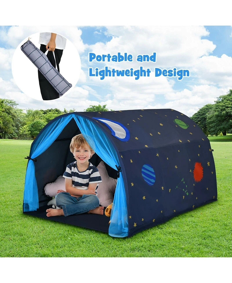 Hongge Kids Galaxy Starry Sky Dream Portable Play Tent with Double Net Curtain