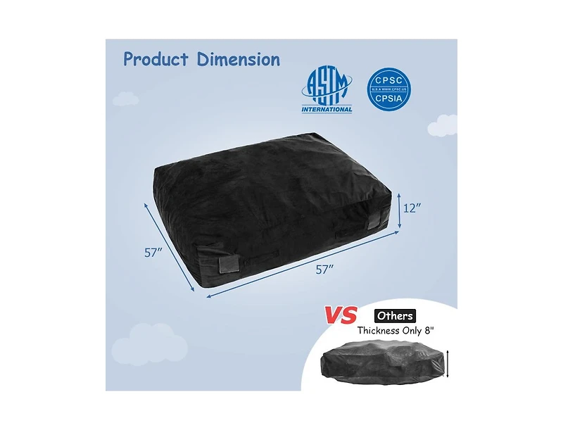 Hongge 47 x 35.5 Inch Crash Pad Sensory Mat with Foam Blocks and Washable Cover