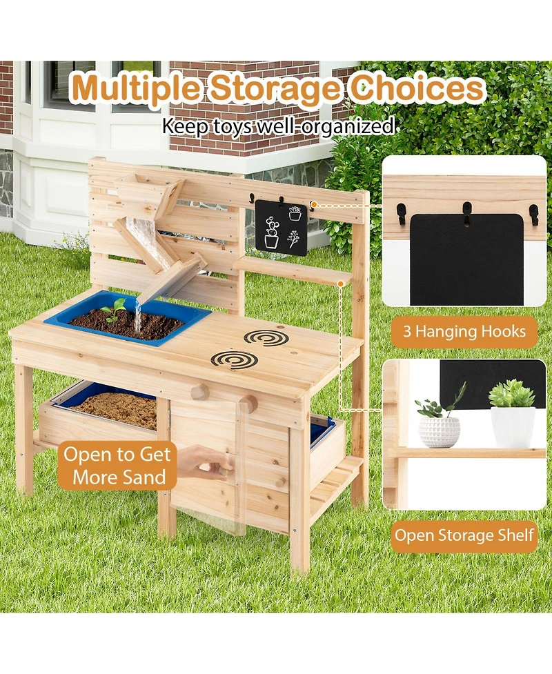 Mecale Outdoor Pretend Play Kitchen with Detachable Sandbox & Removable Sink for Kids