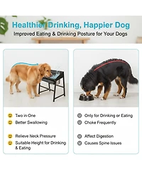 Aronkl Spill Proof Tilted Elevated Dog Bowl Set Large Breed 15" Tall Stainless Steel Food Water Stand Indoor Outdoor Easy Clean