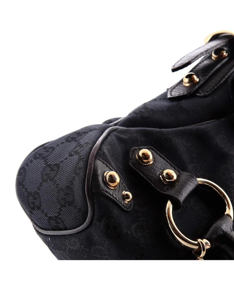 Pre-Owned Gucci Mini Horsebit Web Flap Shoulder Bag Gg Canvas