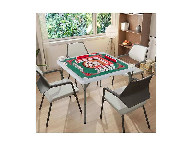 Hongge 35 Inch 4 Player Game Card Folding Mahjong Table with Cup Holders