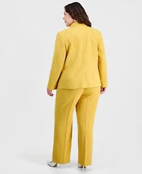 Kasper Plus Size Single Button Blazer Cap Sleeve Top Pants