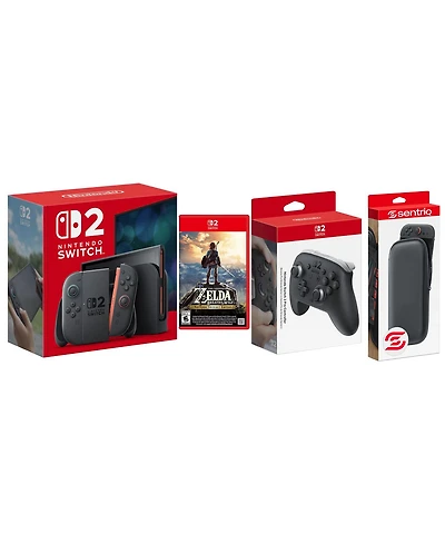 Nintendo Switch 2 Console with Zelda Breath of the Wild, Pro Controller and Protective Case Bundle
