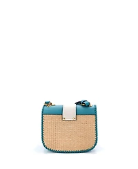 Pre-Owned Prada Small Prada Cahier Rounded Crossbody Bag Leather and Straw