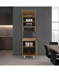 Depot E-Shop Fingal Kitchen Pantry with Microwave Space, Four Shelves and Closed Storage