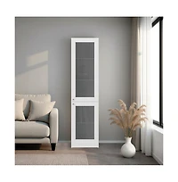 Depot E-Shop Surry Tall Bookcase 71" H with 2 Fluted Panel Doors and Five Interior Shelves