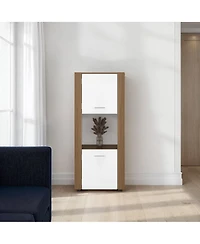 Depot E-Shop Hyder Bookcase with Upper and Lower Doors, Open Center Shelf and Vertical Design